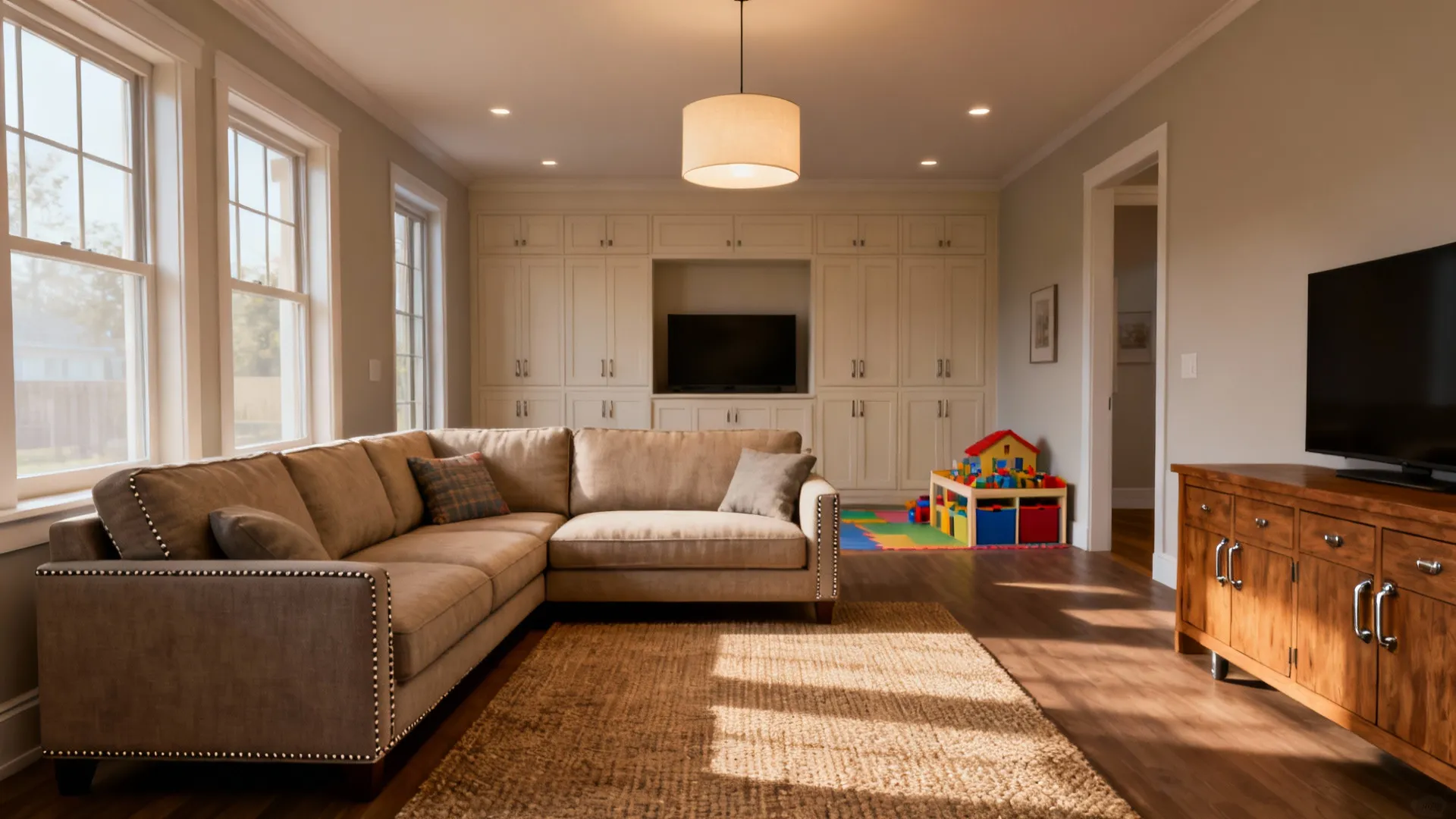 2) Functional Family Room: 150–225 sq ft