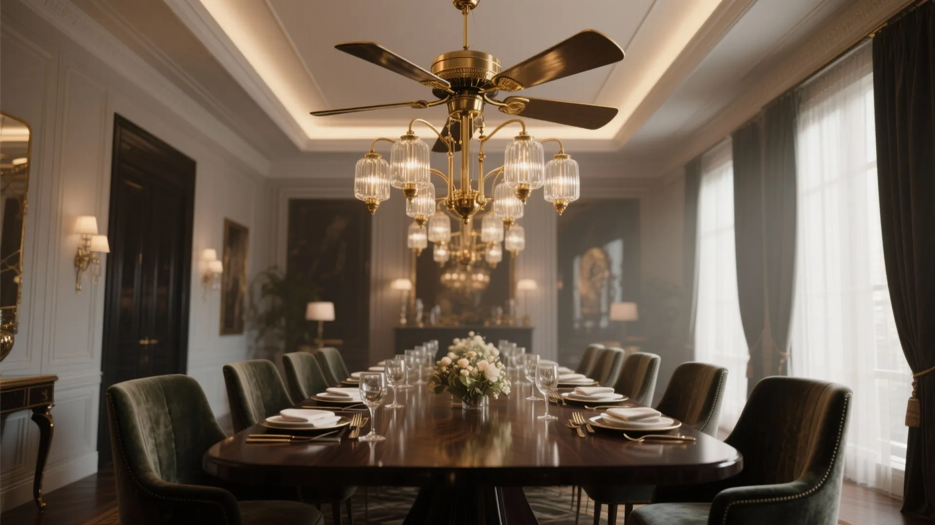 2. Fan-chandelier hybrids for formal dining