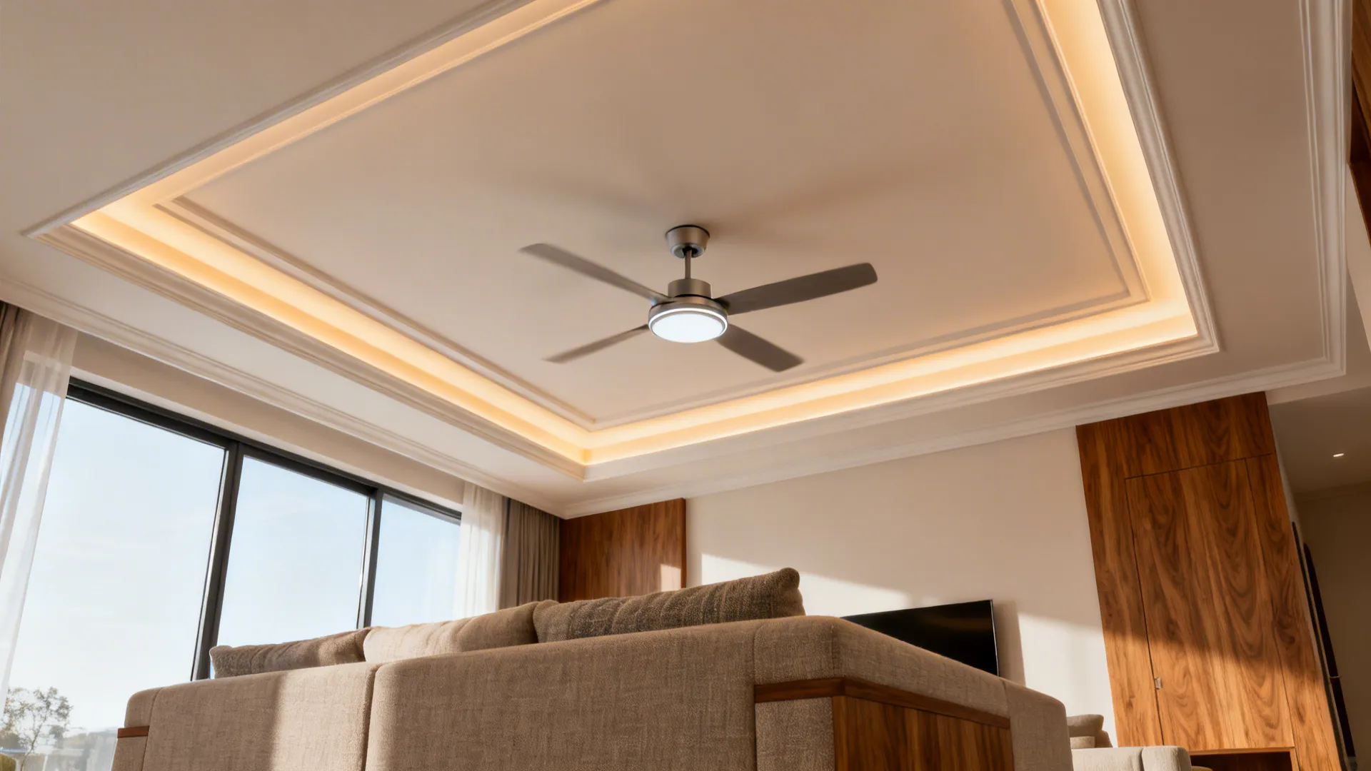 5 False Ceiling Designs for Living Room with Fan