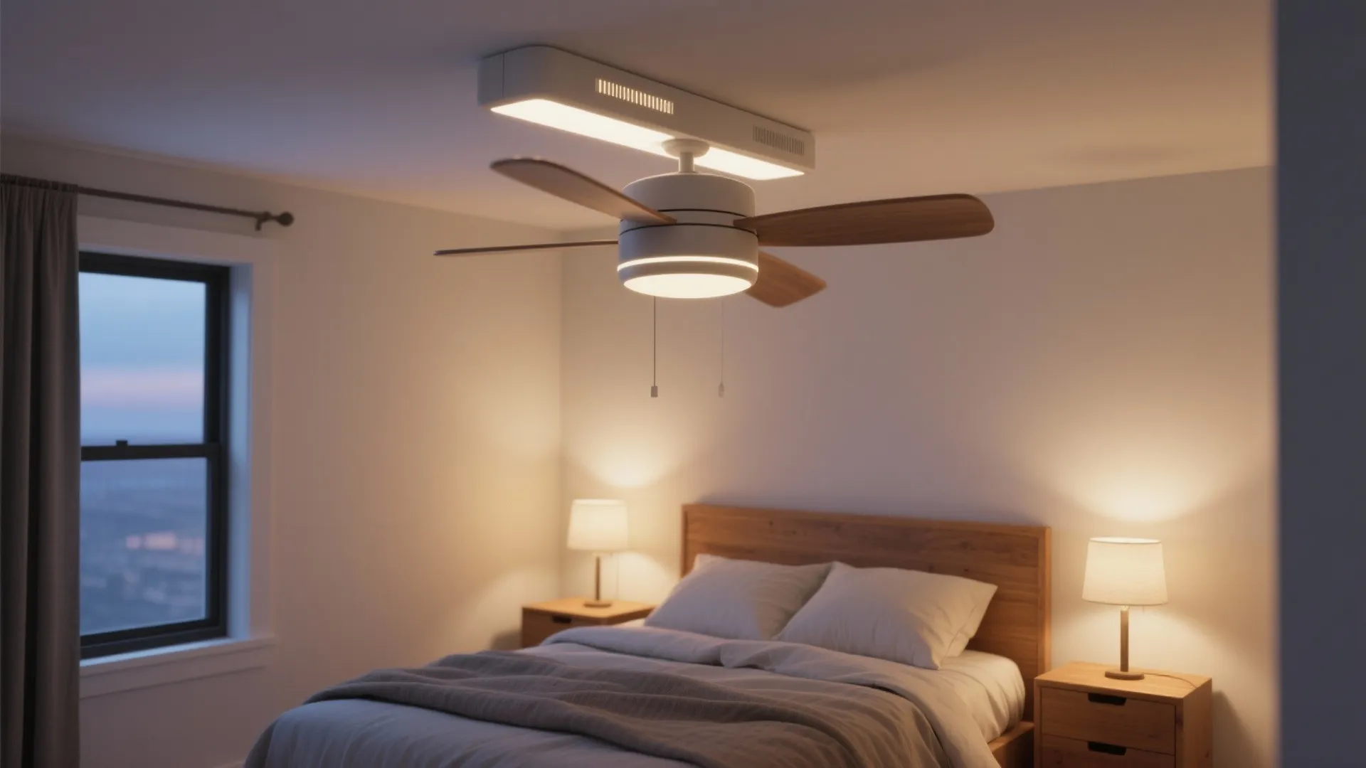 4) Combo fans with dimmable lights save space and simplify wiring