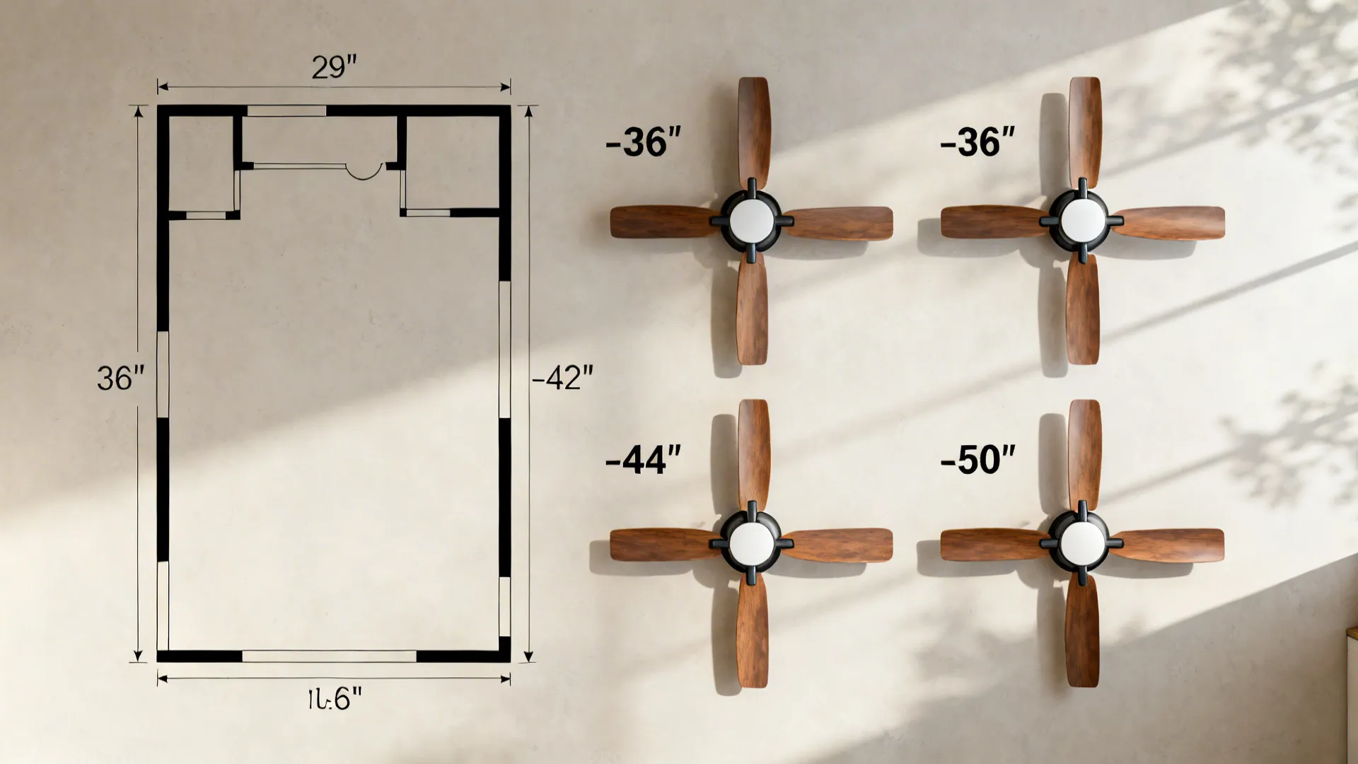 1. Match the fan to the room’s square footage