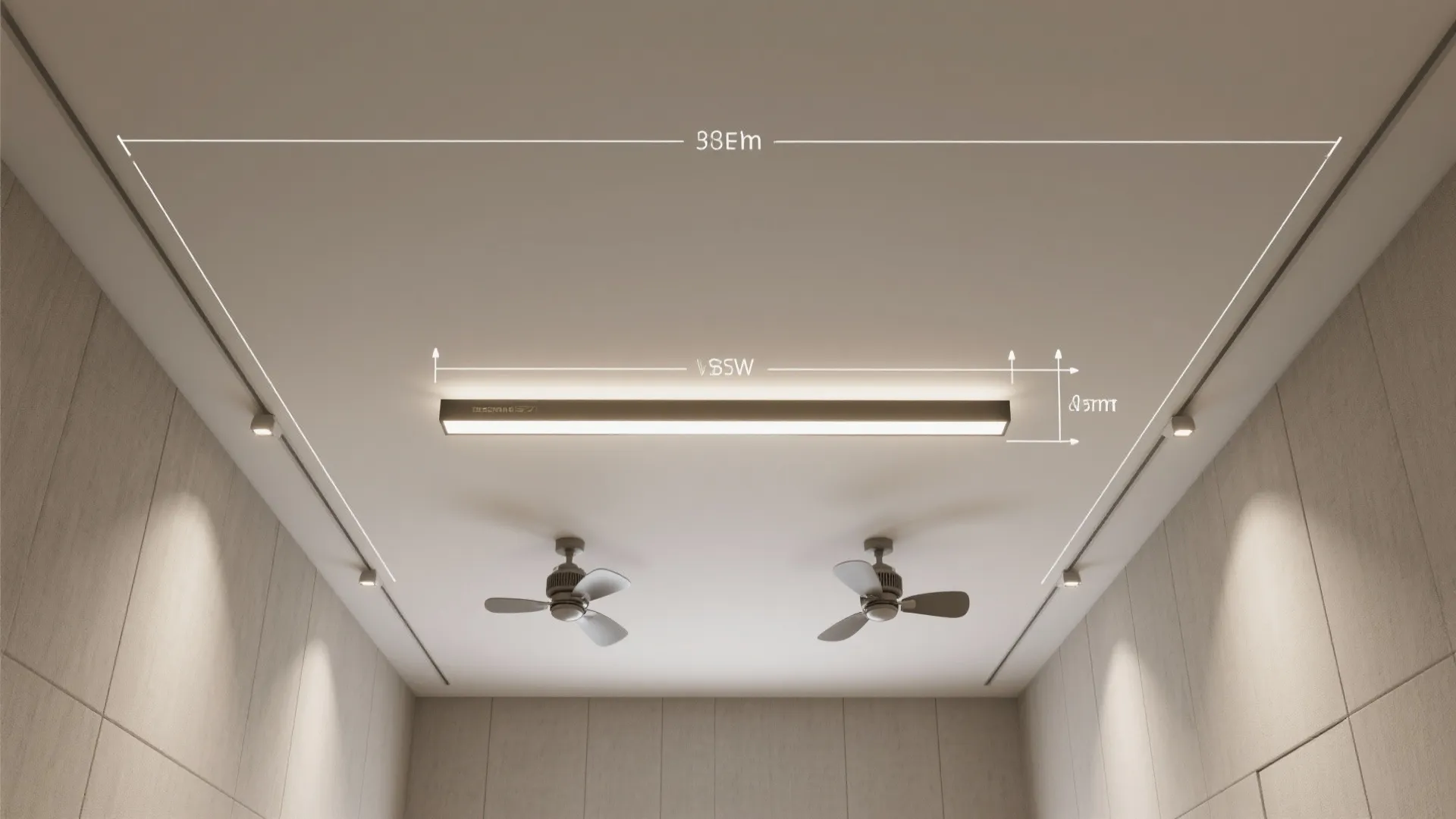 2) Linear light spine with balanced fan spacing