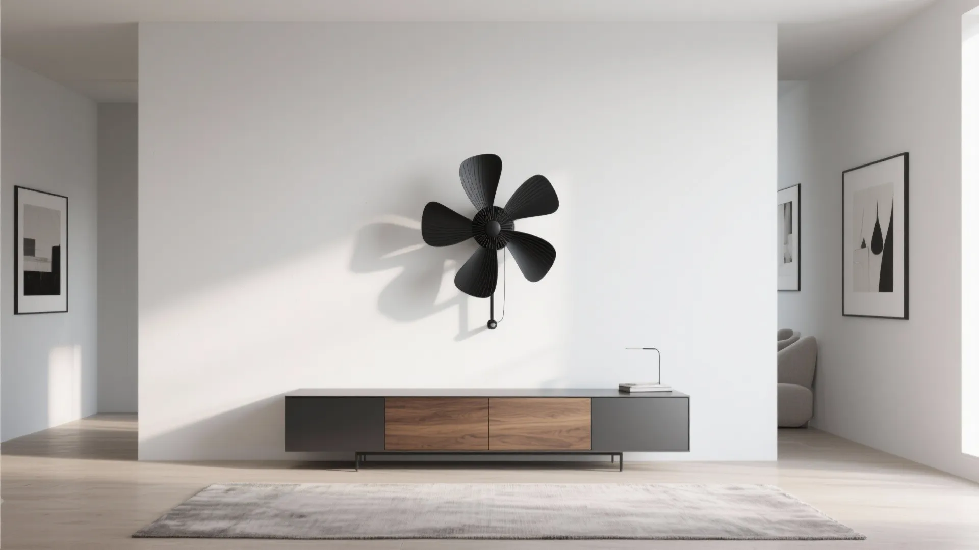Minimal sculptural fan as wall art
