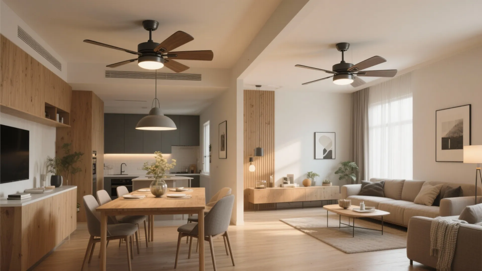 5. Ceiling fans as room dividers