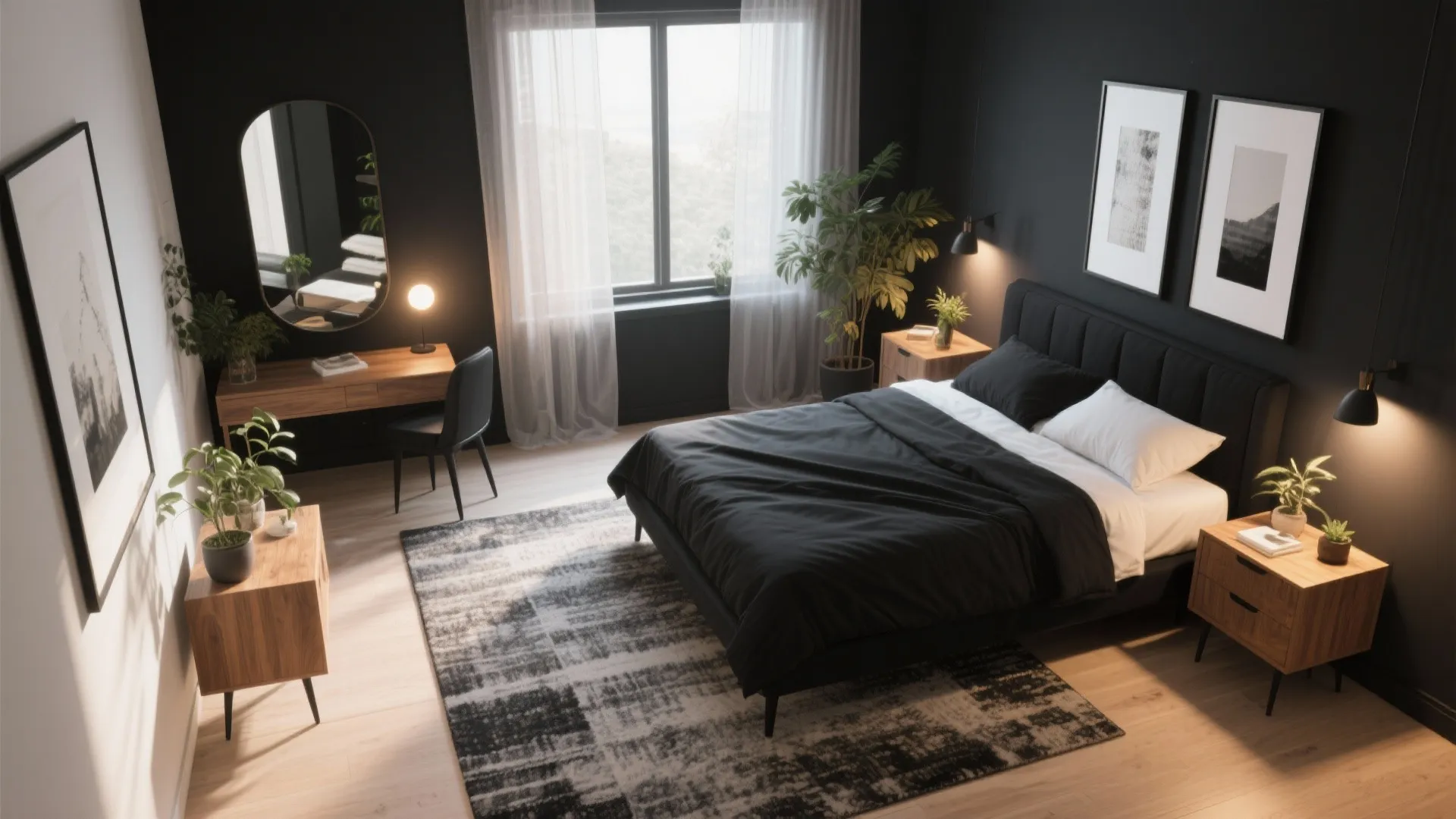 8) Is an accent wall a good idea behind a black bed?