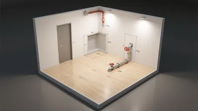 Utility Laundry Room Layout with Piping Design
