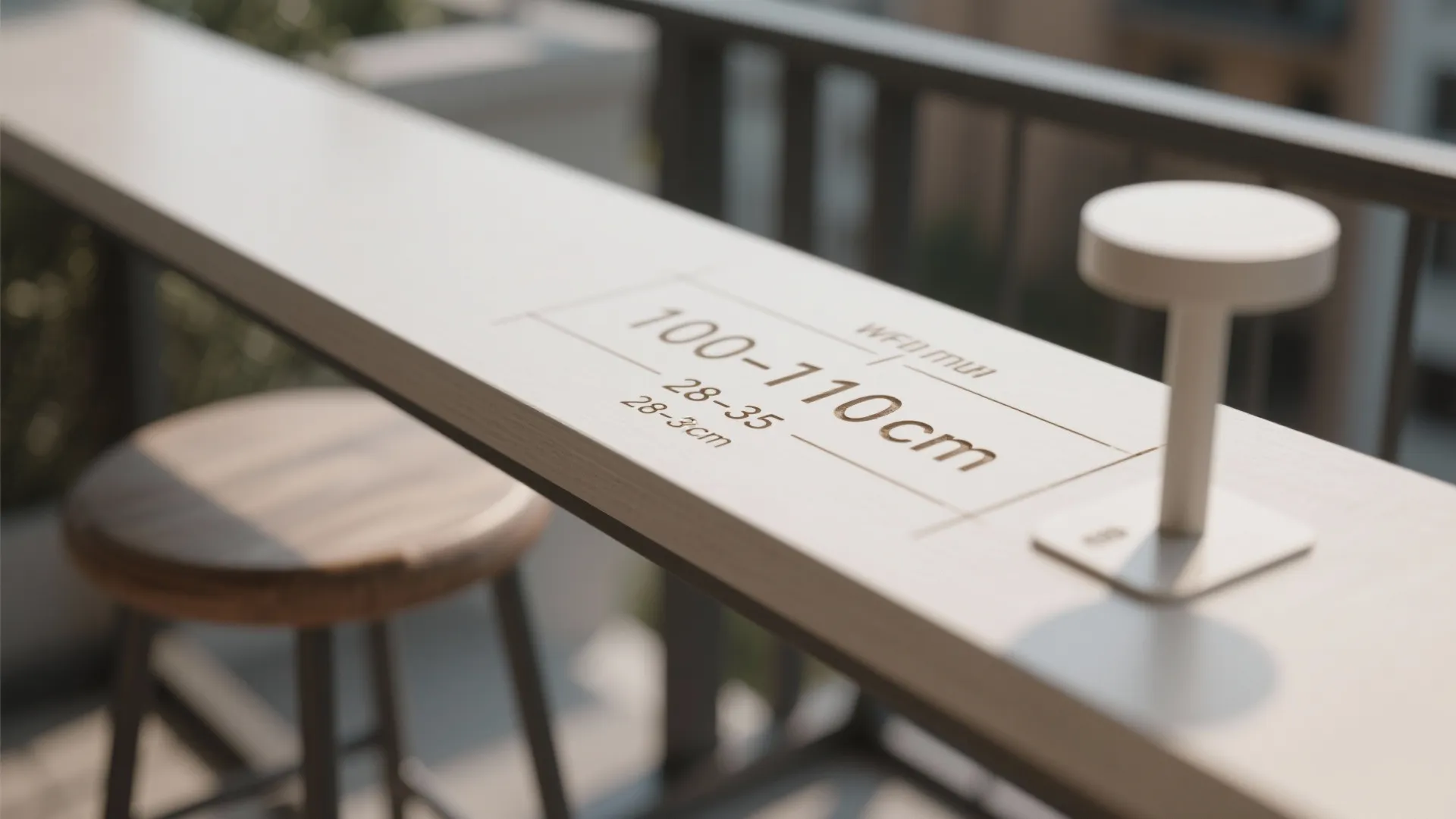 Macro of compact laminate edge with engraved dimension markers for height and depth.