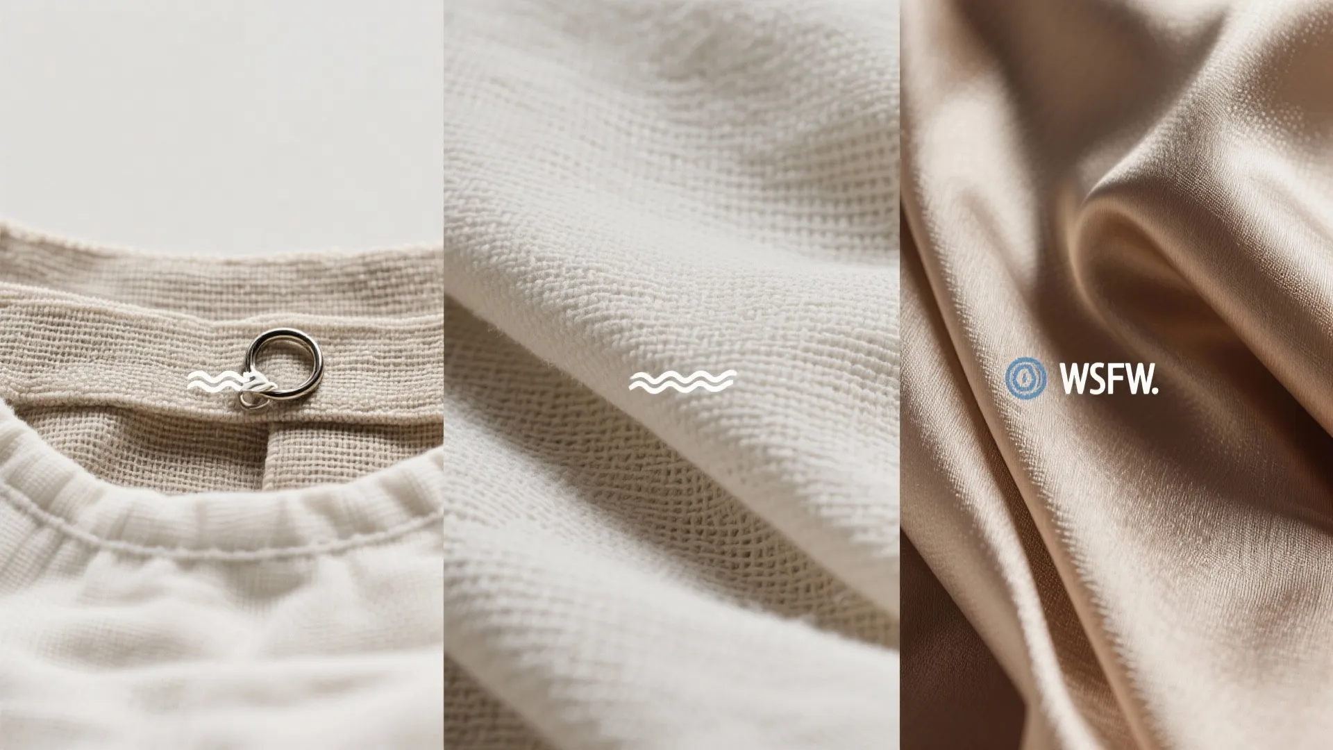 Macro comparison of linen, cotton, and silk fabrics with lining and header styles for pooja curtains.