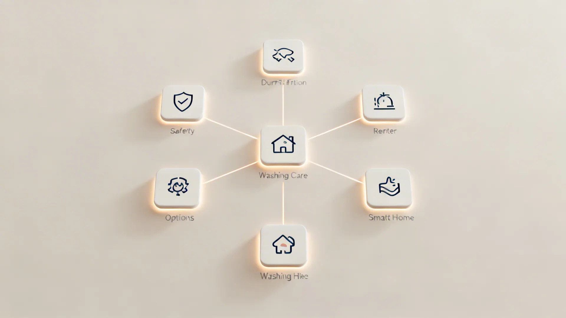 Top-down infographic with icons about safety, duration, renter options, care, and smart integration for glow materials