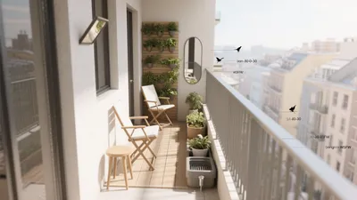 Small Balcony Design with Vertical Garden & Comfort Seating
