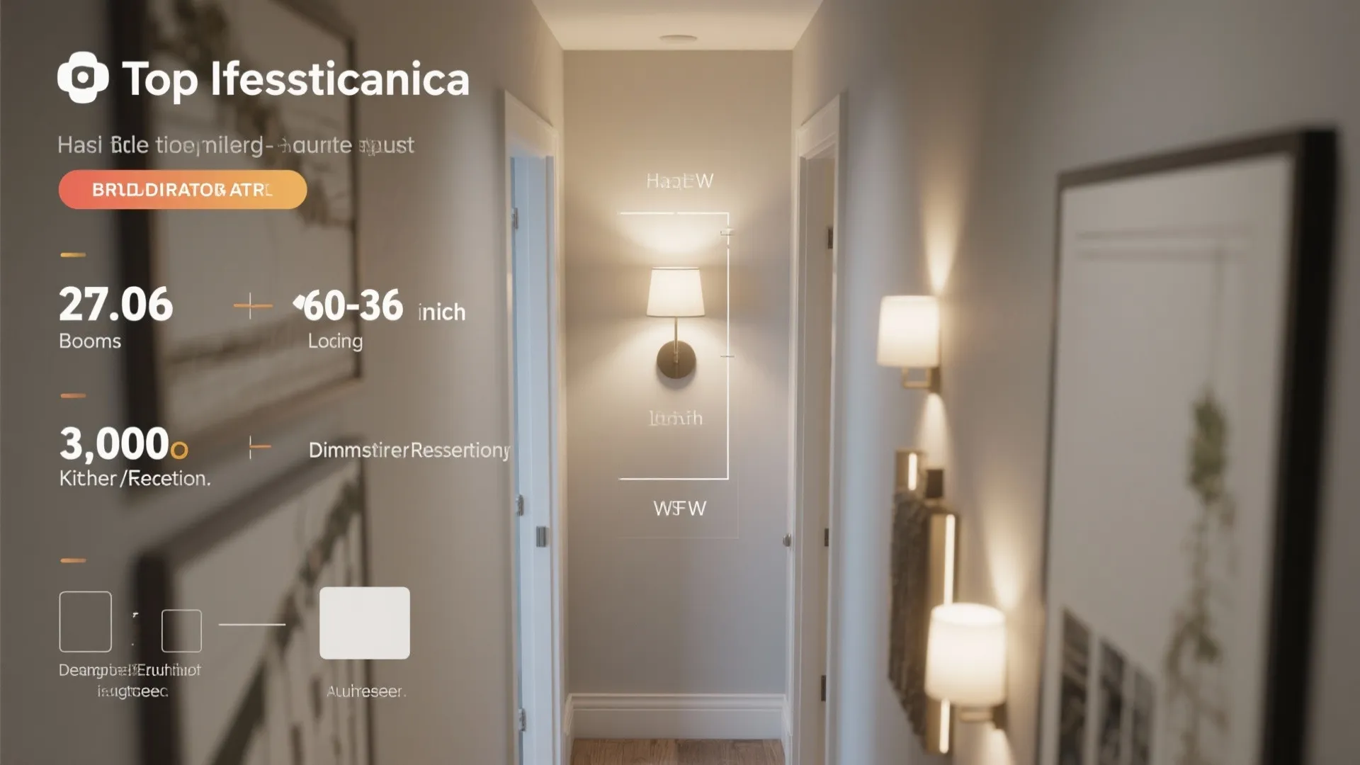Top-down visual guide with mounting height, color temperatures, dimmers, and layered lighting tips.