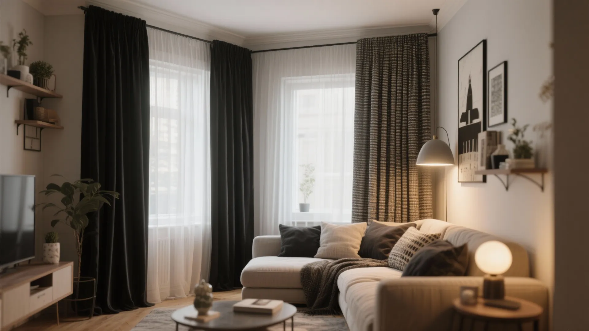 Small living room demonstrating layered curtains, textures, and light control answering common FAQs