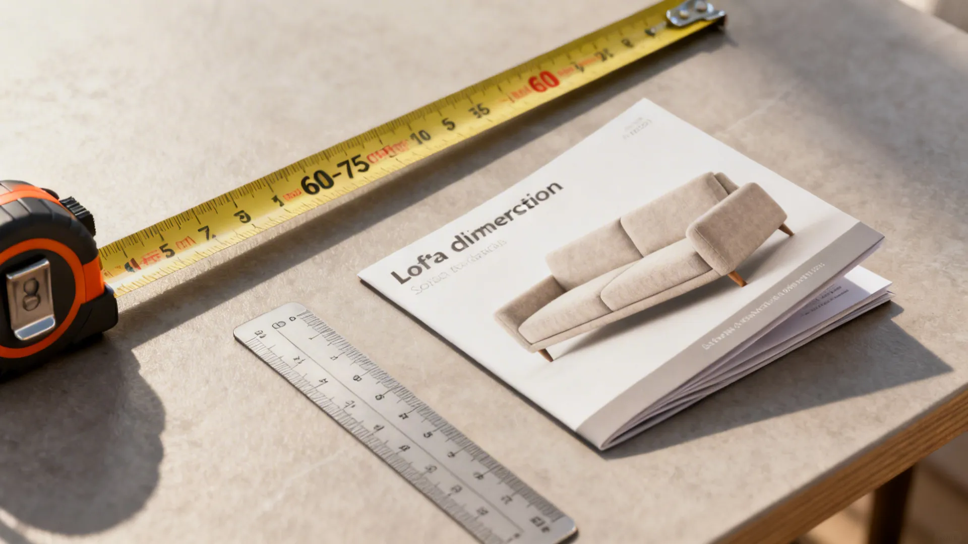 Tape measure extended showing recommended clearance and layout measurement tools for small living rooms