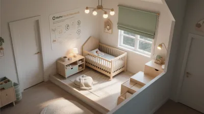Calm Nursery Design with Soft Green Accent