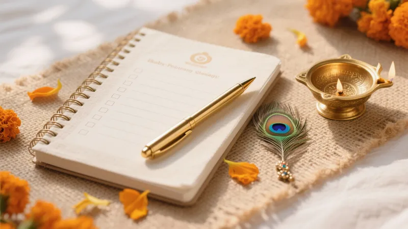 Serene Home Office Setup with Gold Accent & Cultural Touches
