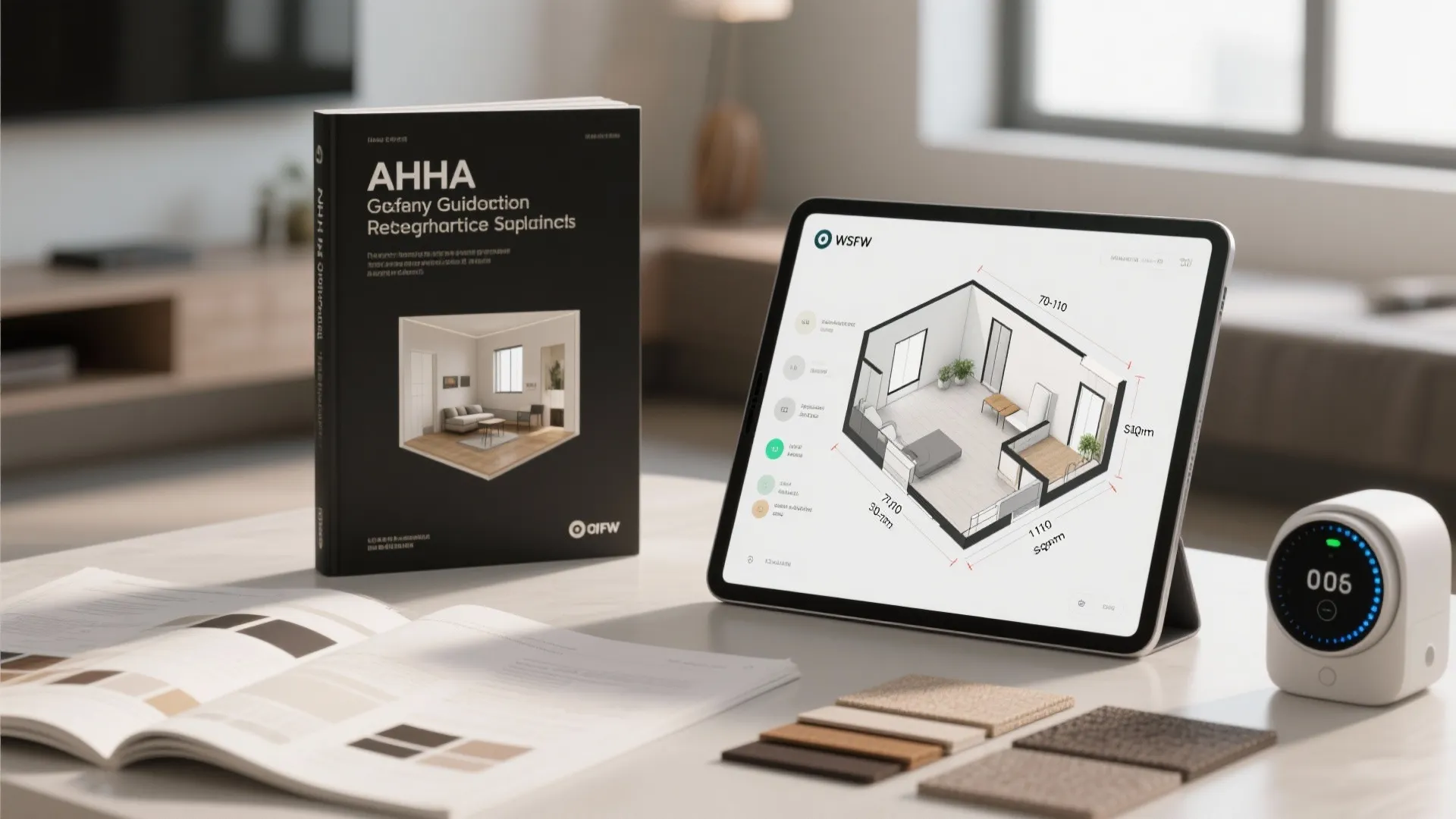 Reference materials and tools including AHLA guide, 3D floor planner and smart devices for resort suite design