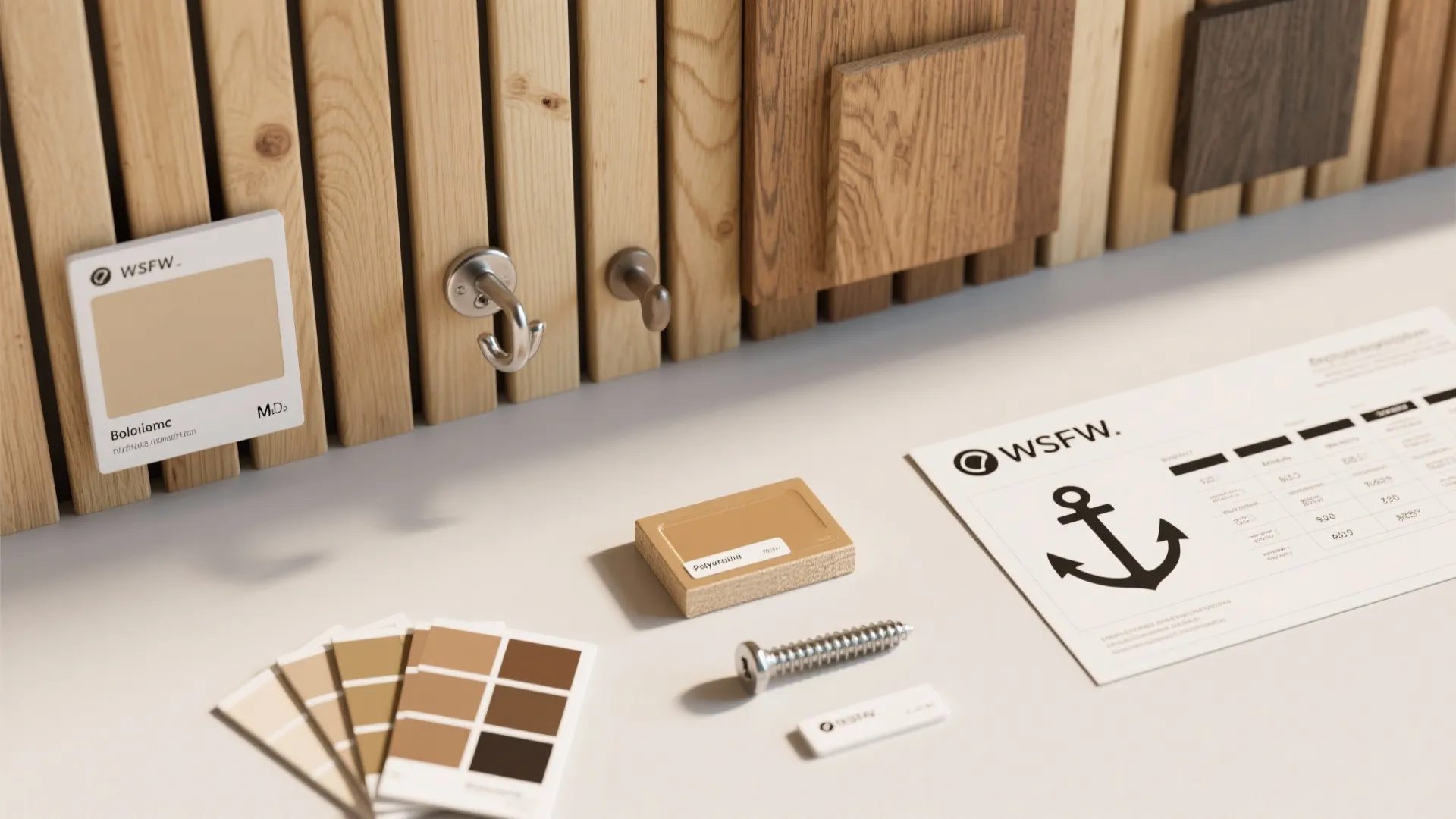 Vertical wood wall panels with metal hooks color swatches a screw and home design documents