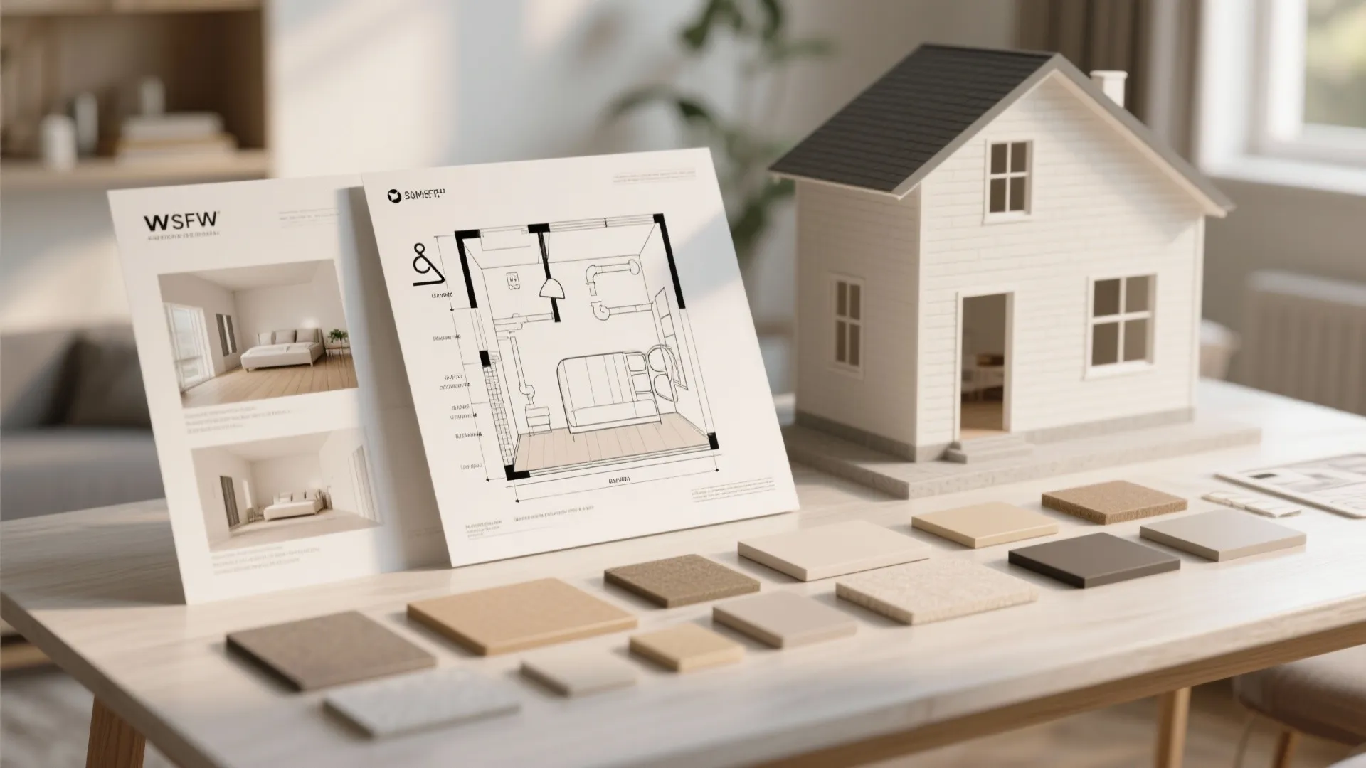 Collage of plan thumbnails, plumbing diagrams and finish samples for two-master-suite FAQs.