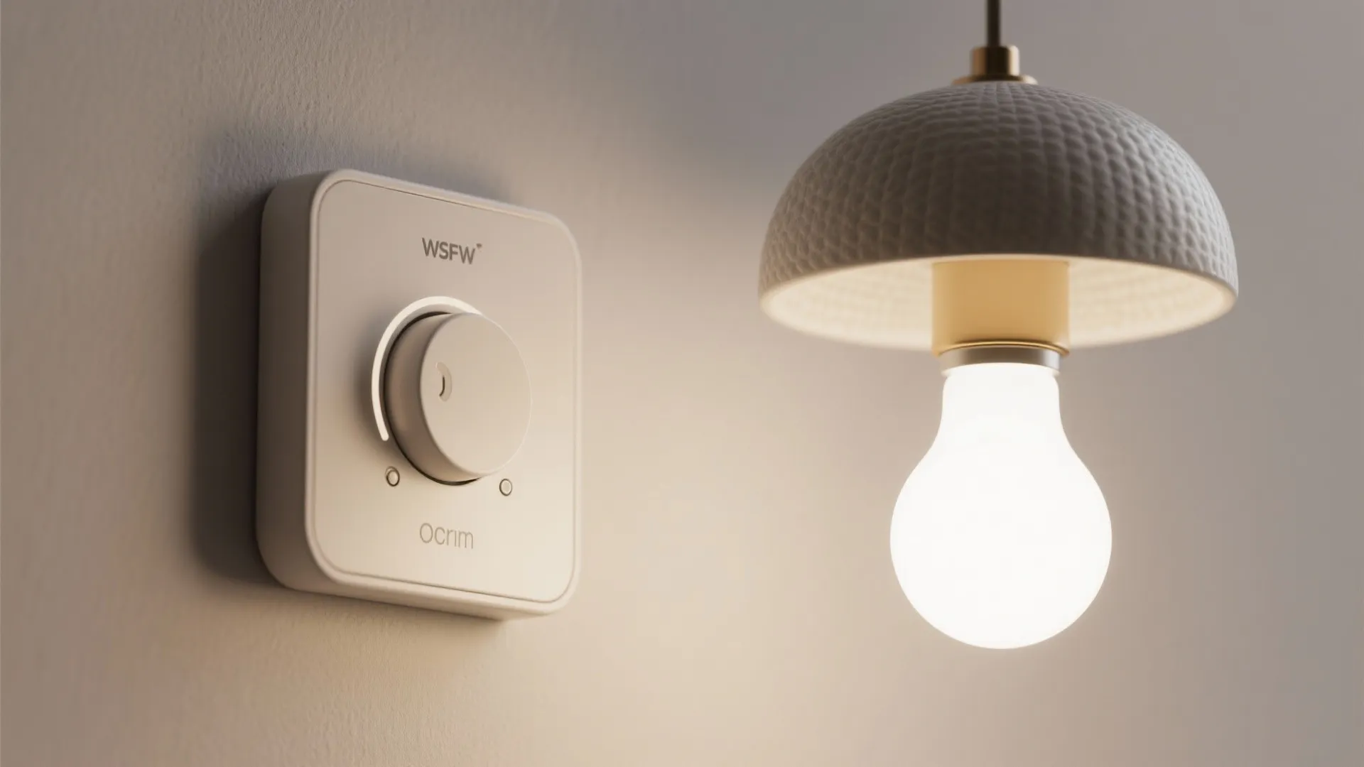 Smart dimmer panel and high-CRI LED bulb photographed in close-up