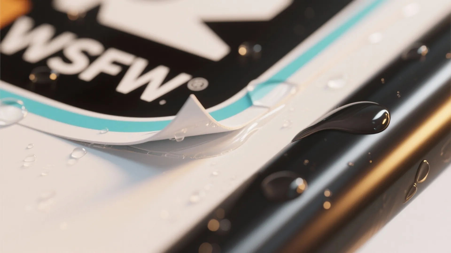 Macro views of sticker edges sealed with silicone, wear layer thickness, careful peel removal, and finish comparison.