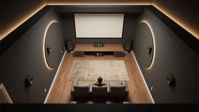 Modern Home Theater with Ambient Lighting