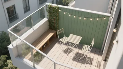 Cozy Balcony Design with Green Wall and String Lights