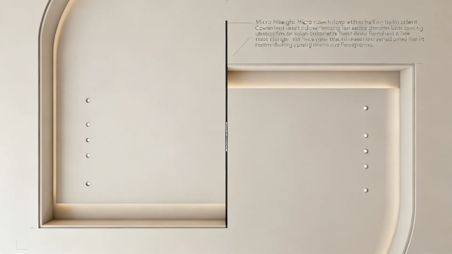 Interior design drawing showing a top down view of room layout with hidden light strips
