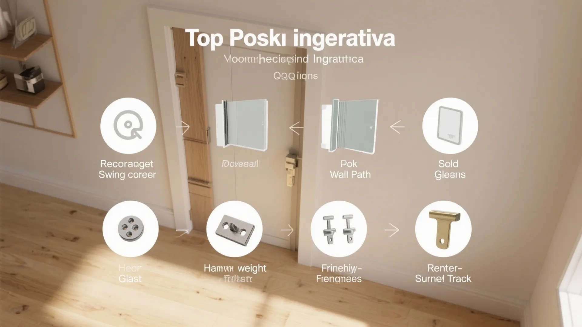 Top-down visual guide showing clearances, privacy options, hardware ratings, and surface tracks.