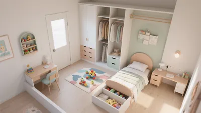 Soft Pastel Children’s Bedroom with Smart Storage