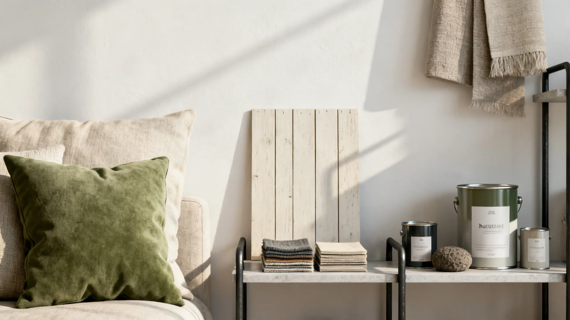 Montage of small living room vignettes showing colors, materials and small-project examples for FAQs.