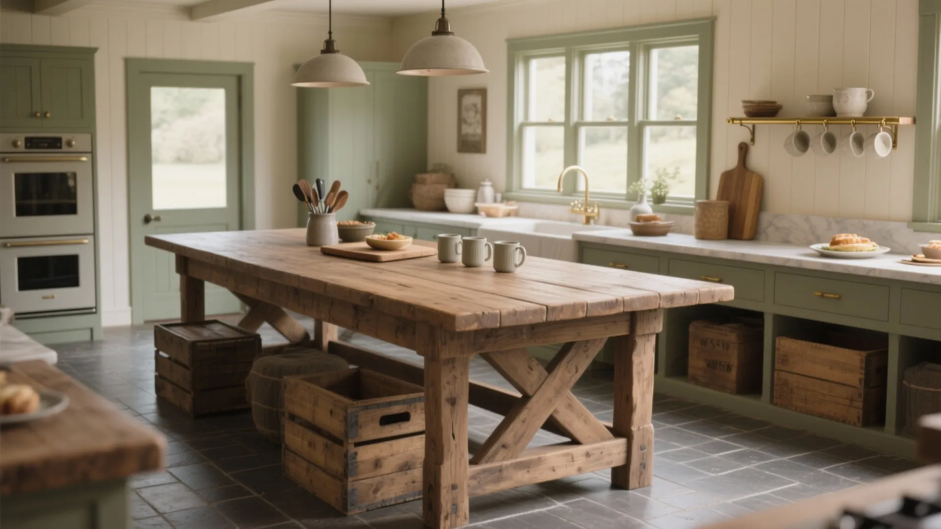 1. Make a big farmhouse table do island duty