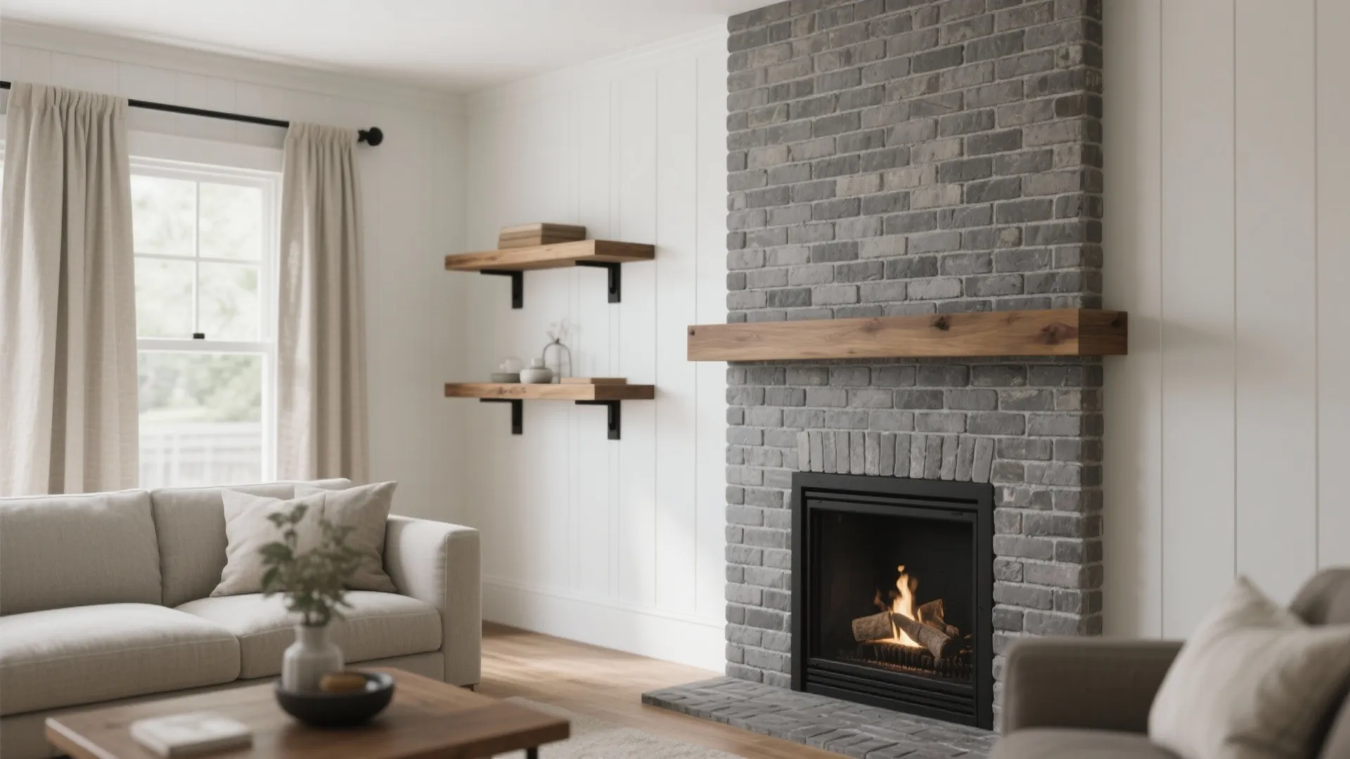 Modern Farmhouse Balance: Grey Brick + Wood