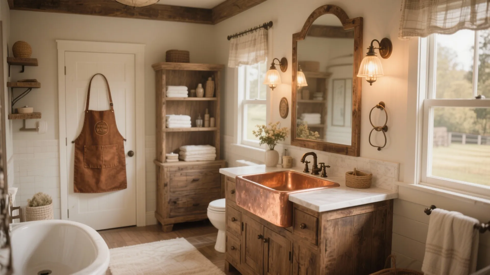 6. Farmhouse Copper Apron Sink