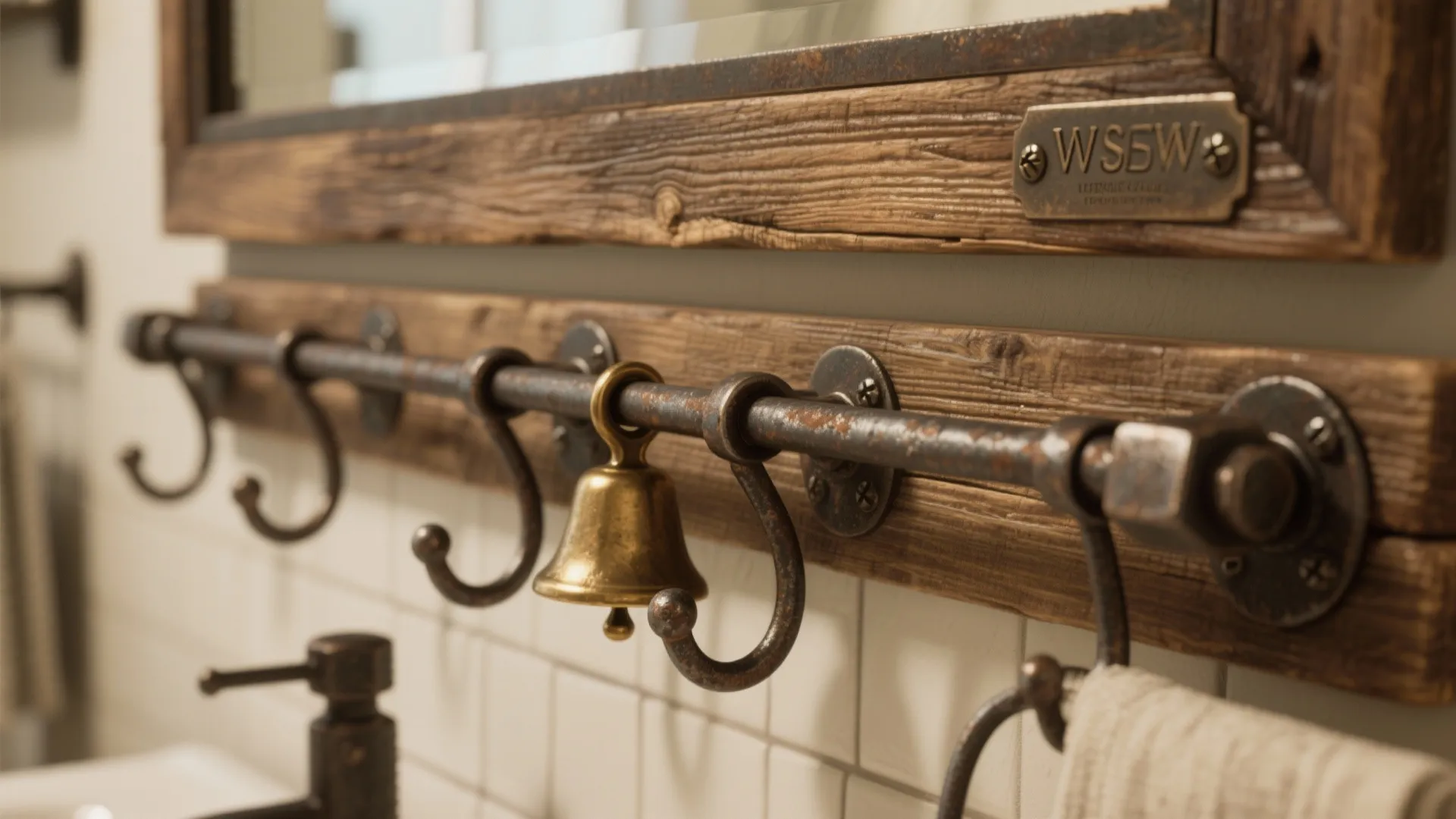 4. Farmhouse Hardware: Bells, Rails, and Rustic Mirrors