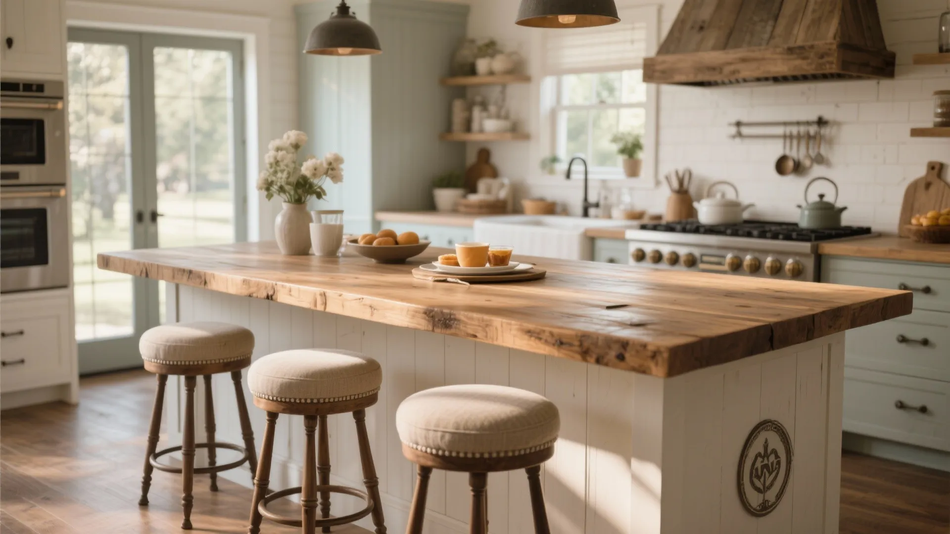 9. Farmhouse Island with Seating