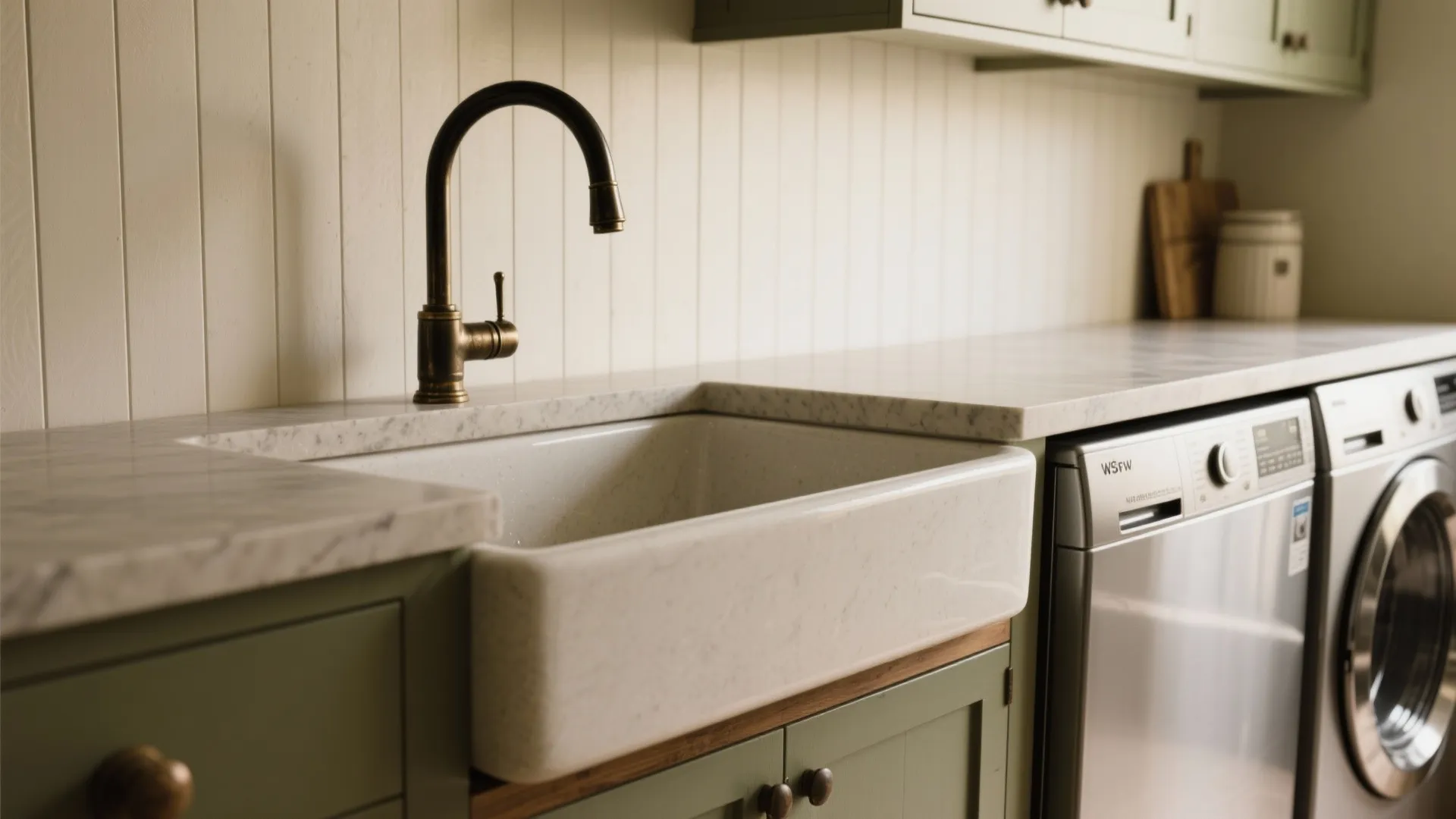 2) A Deep Farmhouse Sink with a Folding Counter