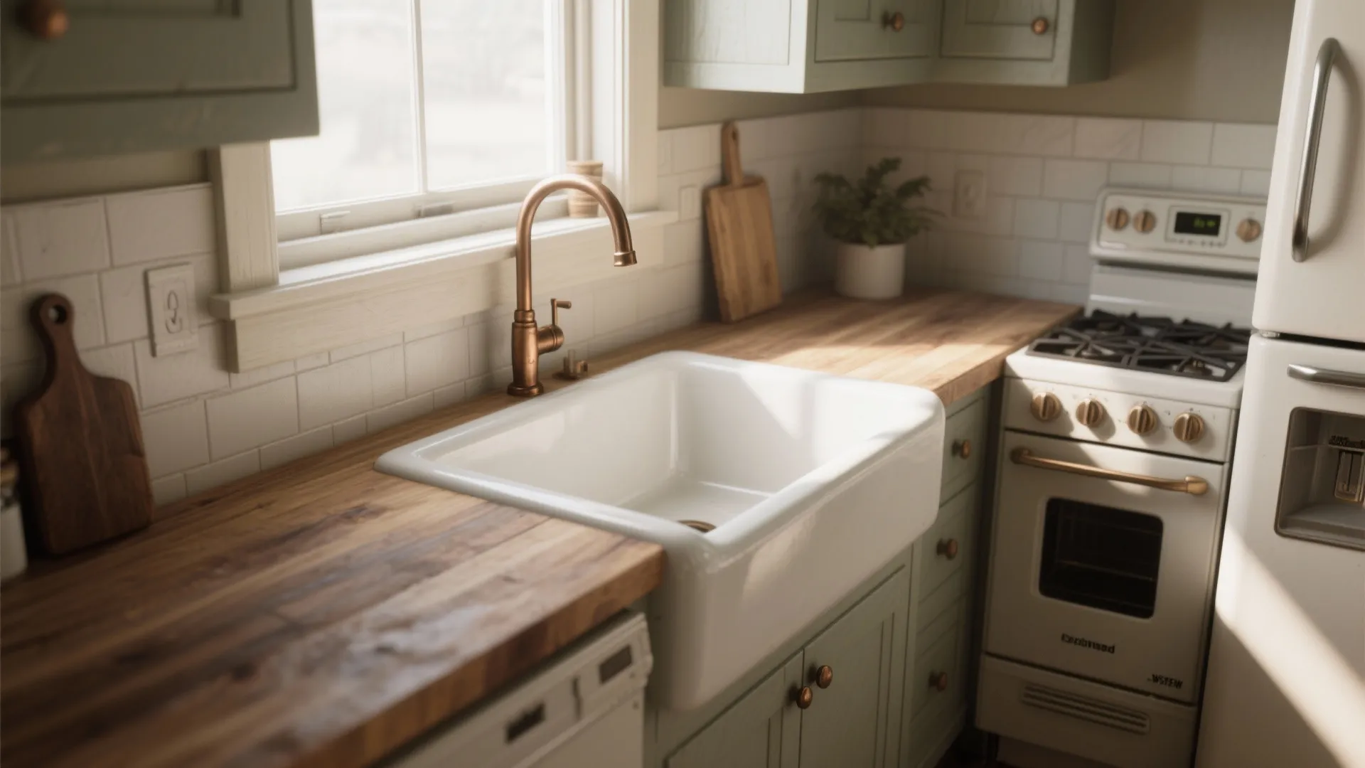 2. Farmhouse Sink with Compact Work Triangle
