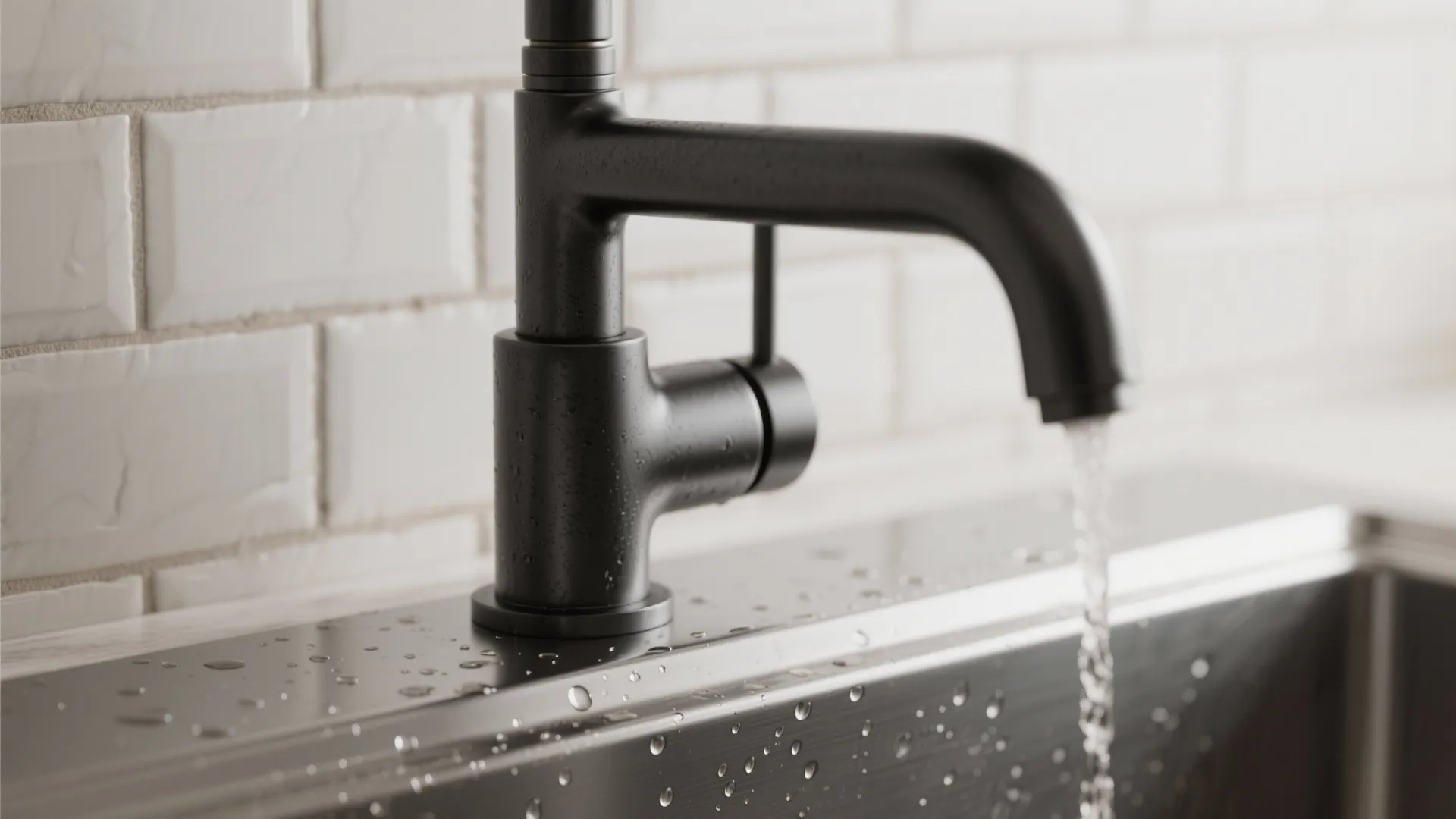 1. Let the black bridge faucet be the focal point