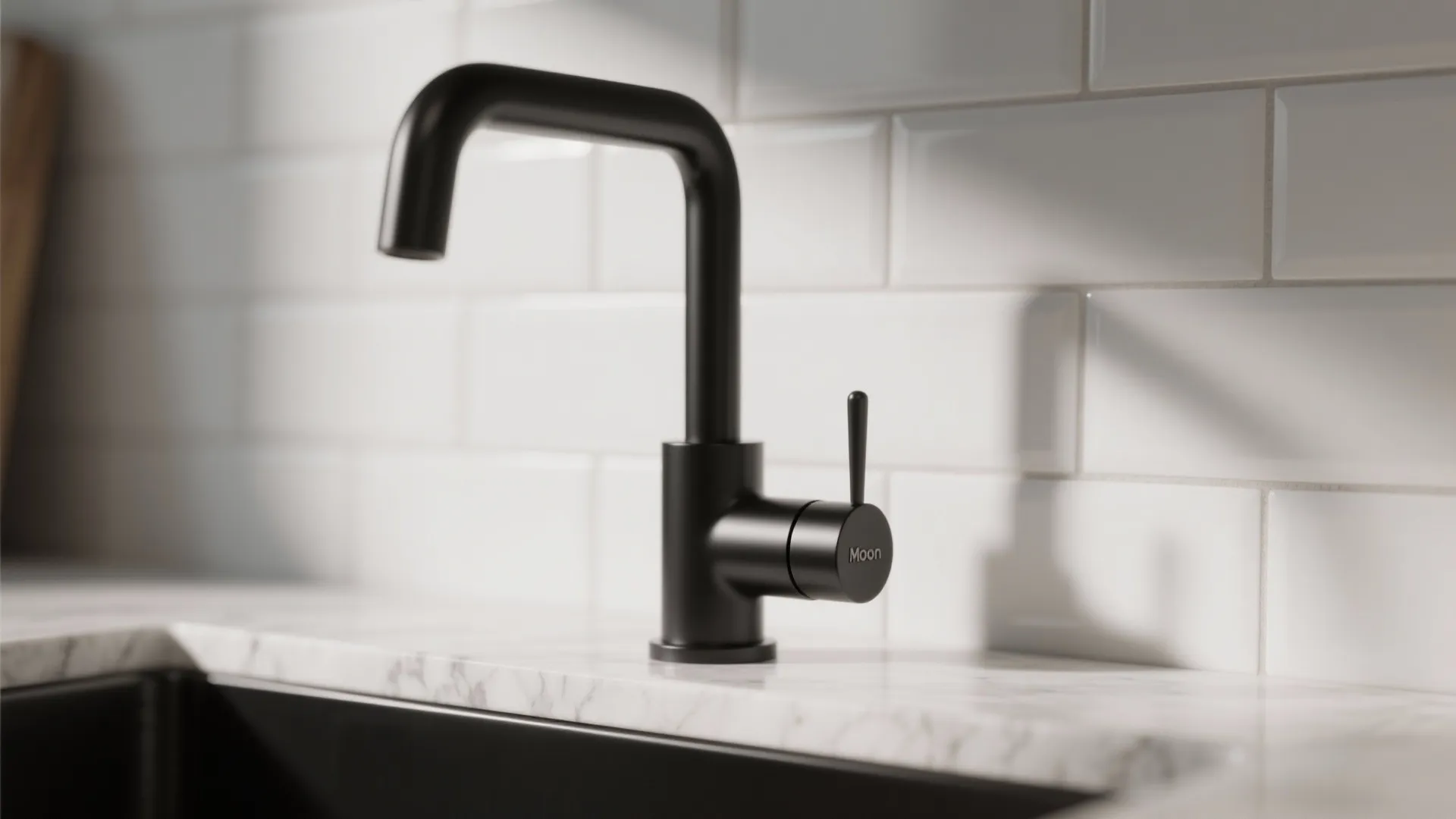 1. Let the black faucet be the focal point