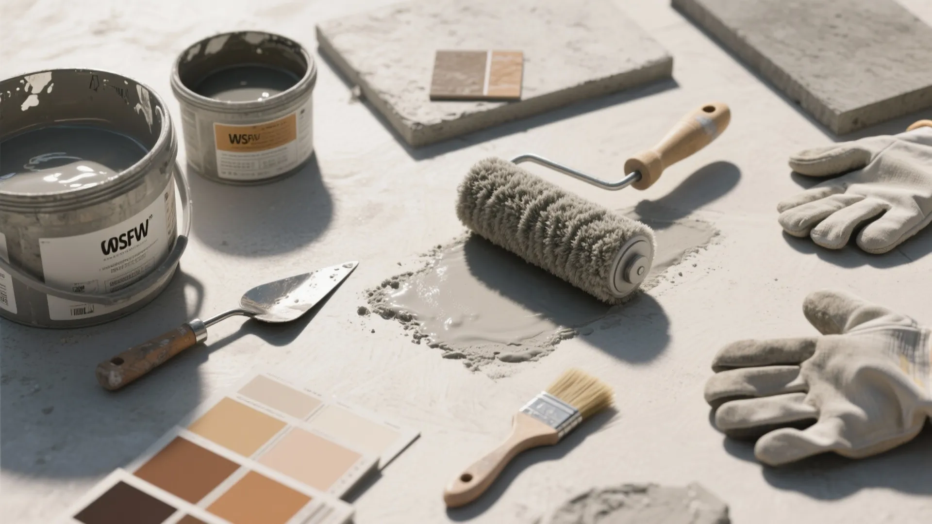 4. Concrete-Look Paint Techniques (Faux Finishes)