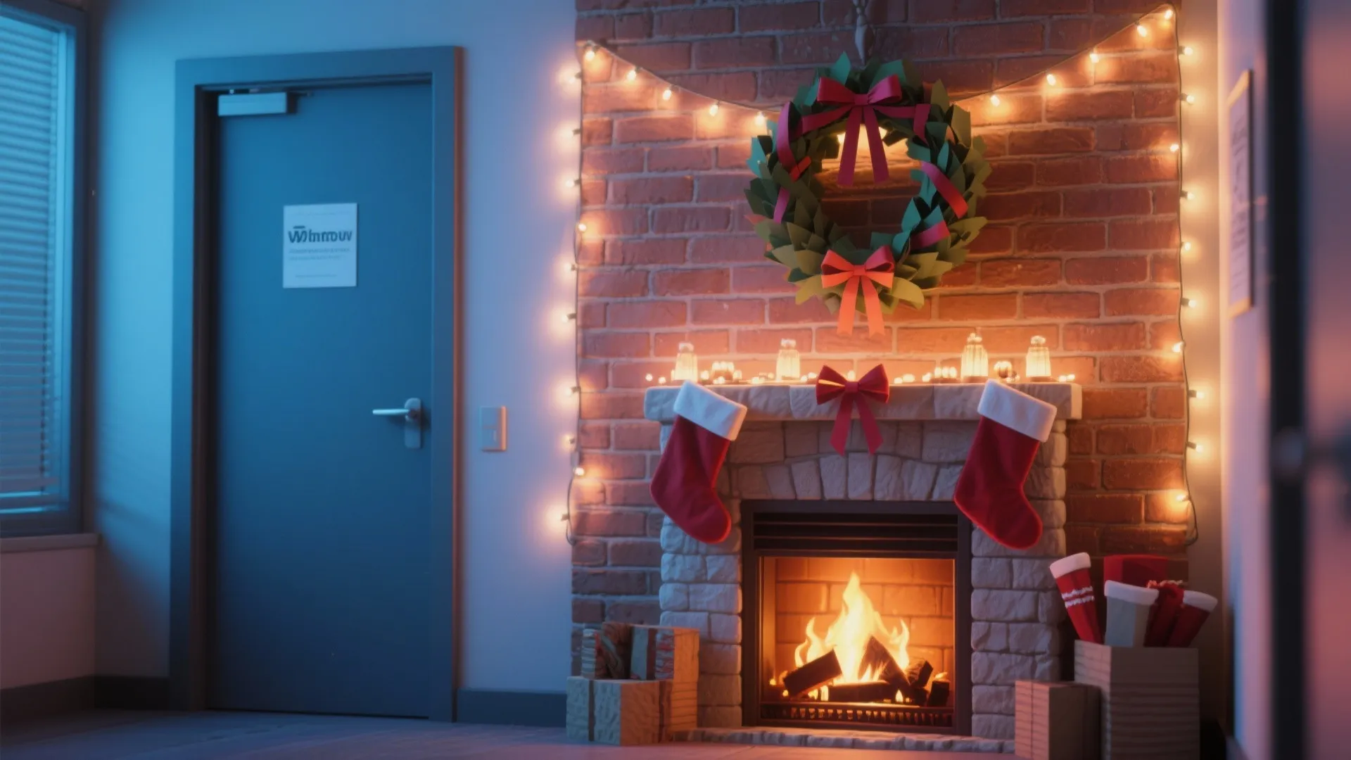 2. Faux Fireplace Scene