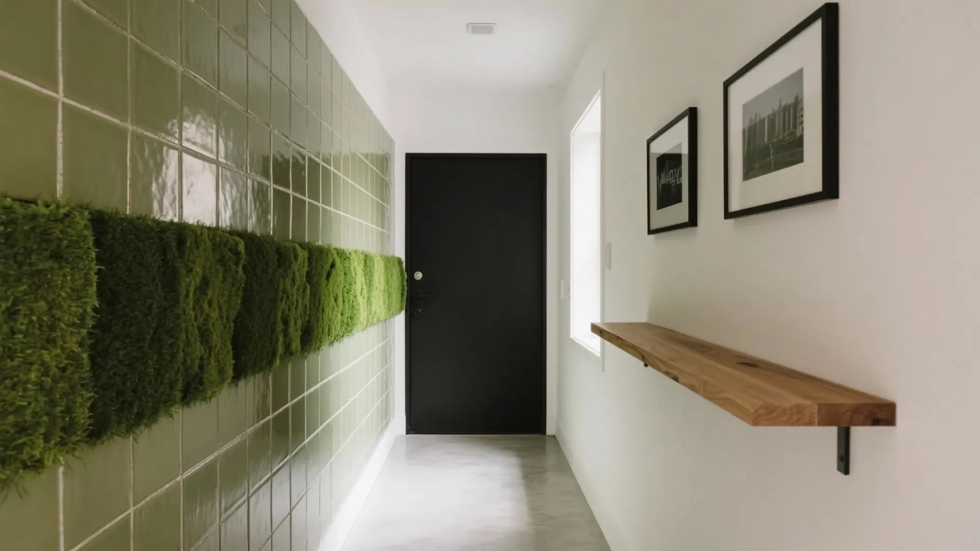 Compact Feature Wall with Faux Grass Tiles