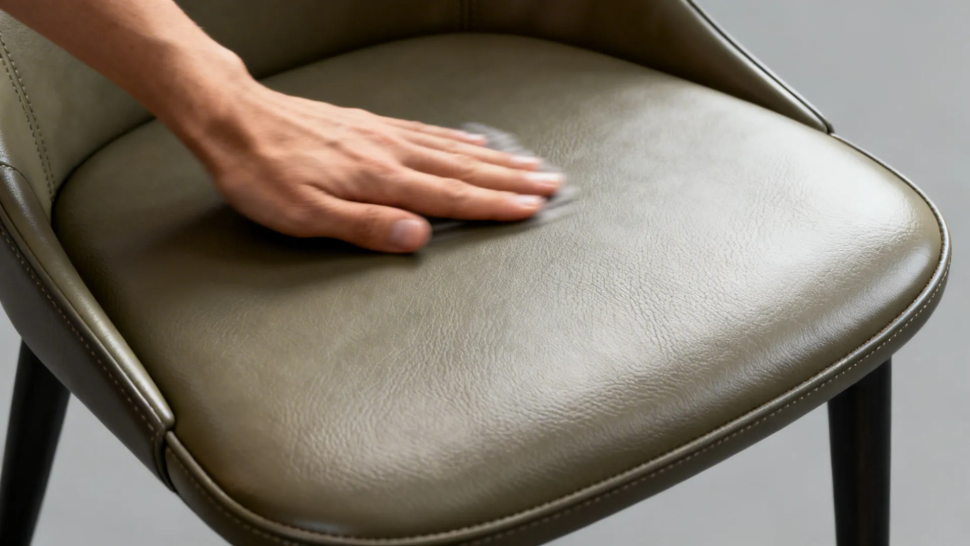 Close-up of high-quality faux leather upholstery with subtle grain.