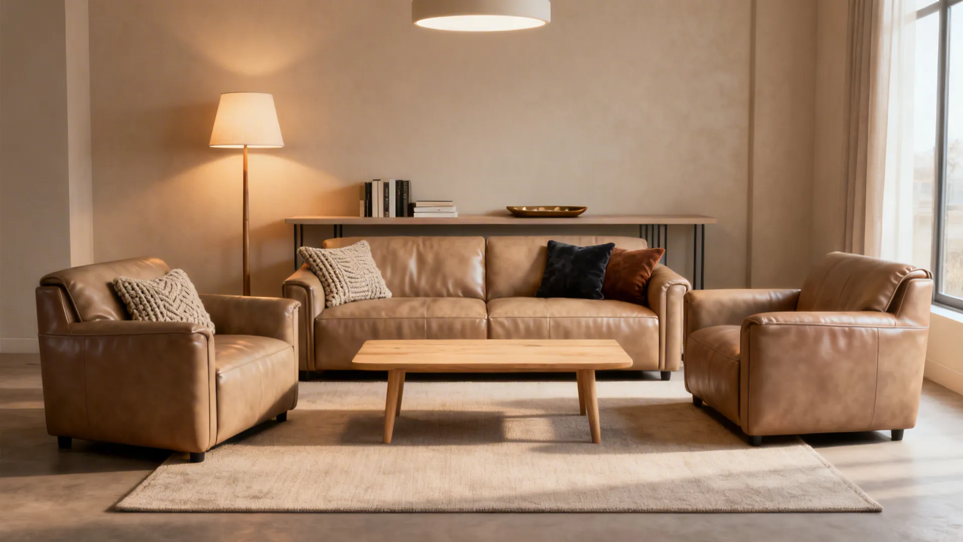 3-Piece Faux Leather Living Room Set Ideas