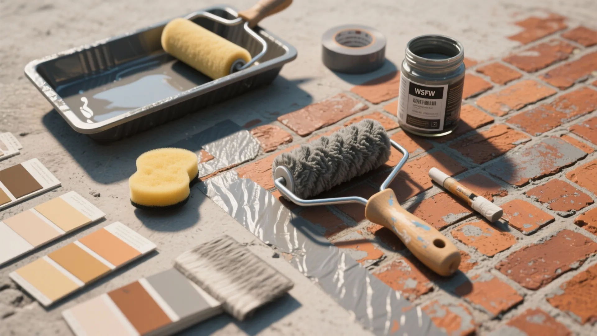 4. Faux Materials with Paint — Brick, Stone, or Polished Concrete Looks