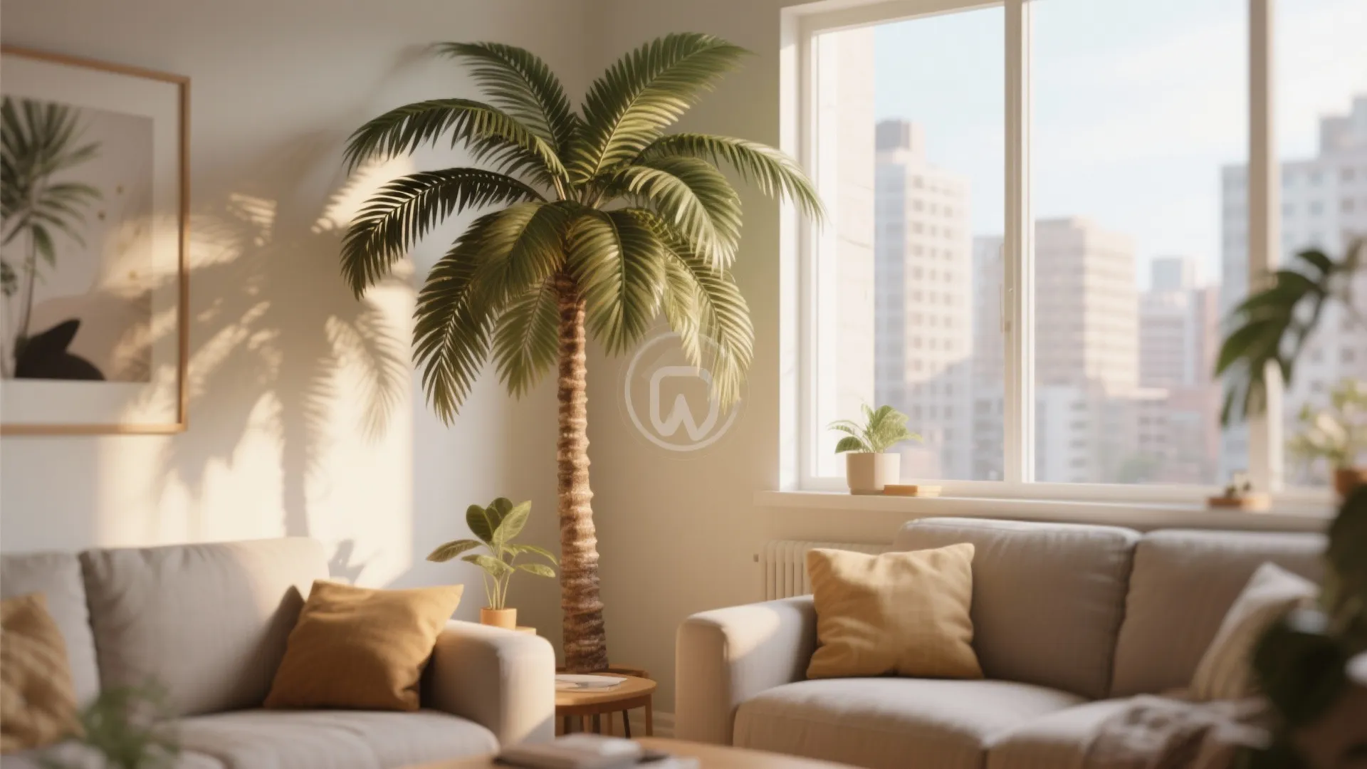 10. Faux Palm Tree Corner Feature