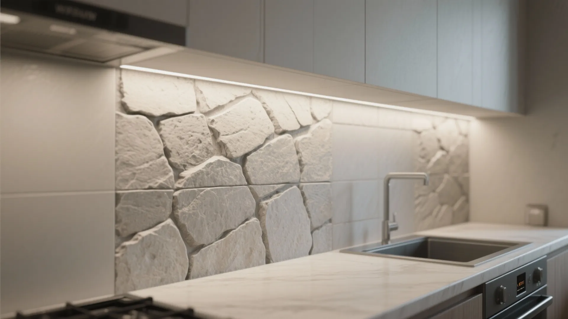 3. Faux stone accent using painted rock textures