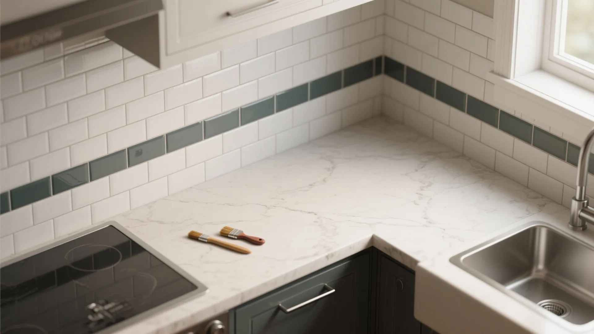 3. Faux subway with grout paint