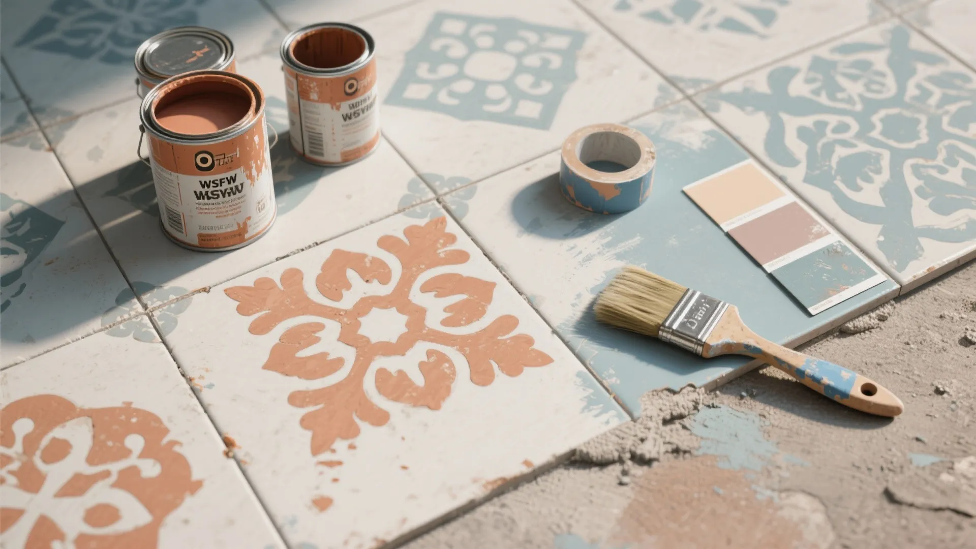 2. Faux tile stenciling