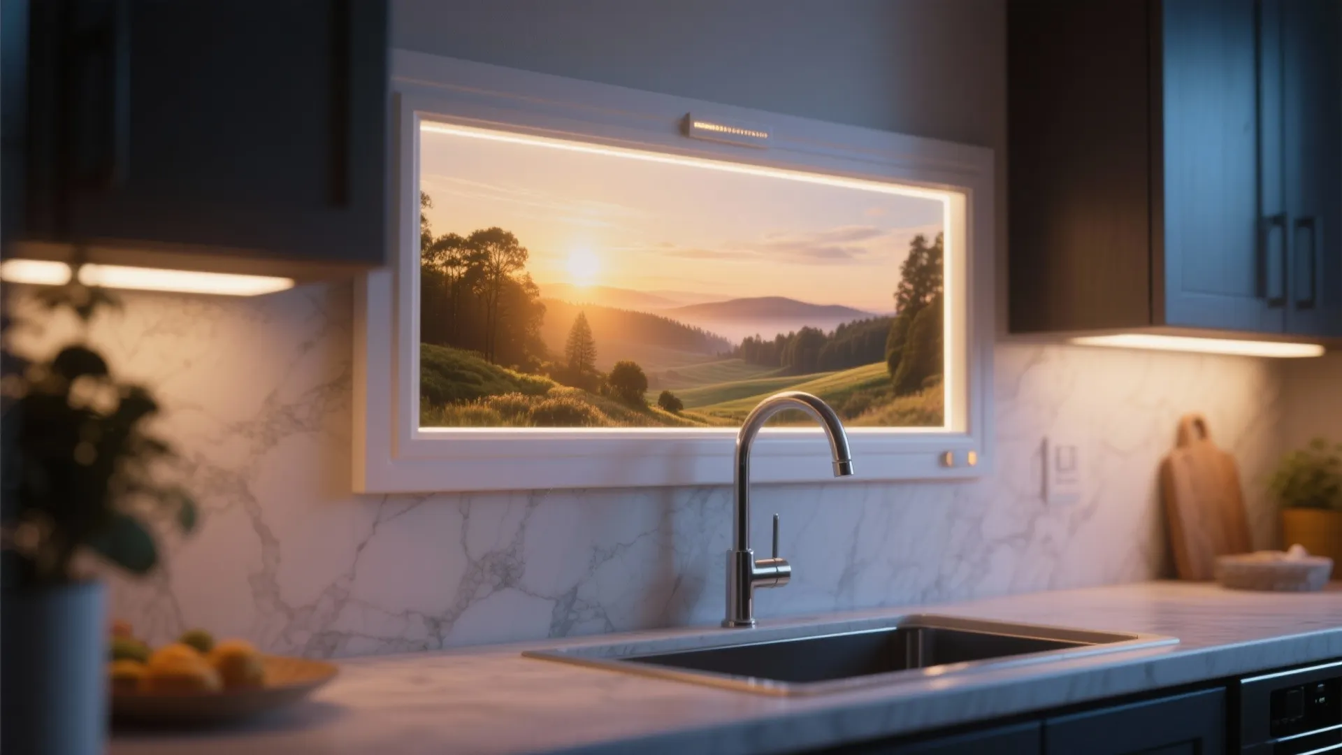 3. Faux window — frame a backlit panel or artwork